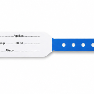 Blue adult patient ID bands in India